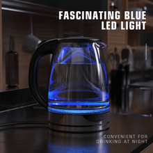Electric Kettle, 1.7L Glass Boiler Electric Tea Kettle with Blue LED Indicator Light, Silver