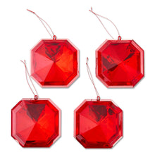 4 Count Red Square Gem Christmas Ornaments, by Holiday Time