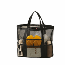Portable Large Mesh Shower Caddy & Toiletry Tote Bag - Quick Dry for College Dorm, Gym, Pool, Travel, Beach, Yoga, Camping, and More (Black)