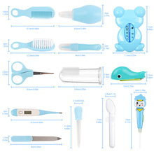 Baby Grooming Kit,13 in 1 Infant Safety Care Set with Hair Brush Comb Nail Clipper Nasal Aspirator,Baby Essentials Kit for Newborn Girls Boys-Blue Baby Grooming kit