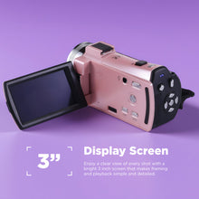 Vivitar PopCam Digital Camcorder, 48MP, Full HD 1080p Video Camera with 3" Flip Screen, 16x Digital Zoom, Built-in Microphone, Compact Vlogging Camera for Beginners, Travel, & Family Recording