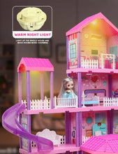 Huge Wave Dollhouse Playset Girl Toys, 36 inch 11 Large Rooms with Doll Toy Figures, with Warm Light, Princess Doll House Birthday Gift for Girls Ages 3-8