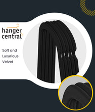 Hanger Central 25 pack 17 Inch Black Velvet Clothes Hangers with Swivel Hook