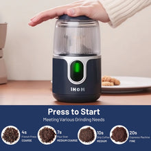 Atilioo Coffee Grinder, Cordless Electric Spice Herb Grinder with Stainless Steel Blades, Low Noise, Ideal for Home/Travel/Camping, Blue