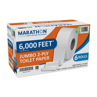 Marathon Jumbo Roll 2-Ply Toilet Paper, Septic Safe (1000 Ft./Roll, 6 Rolls) - Brands For Less USA