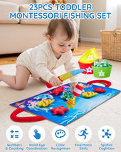 Gleamkid Montessori Toys for Toddler, 23 pcs Cloth Fishing Game Toy for 2 Poles, Stacking Cups, Double-Side Mat, Christmas Birthday Educational Gifts for 1-3 Year Old