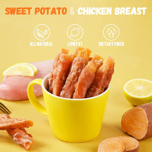 ASMPET Golosinas de batata para perros, cecina de pollo natural y masticables de batata para todo tipo de perros, 15 unidades 