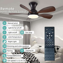 33In Low Profile Ceiling Fans with Lights and Remote/APP Control,Modern Flush Mount Ceiling Fan with 5 Reversible Blades for Outdoor Patio,Small Room,Bedroom(Black+Brown