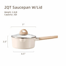 Carote Healthy Ceramic NonStick Saucepan with Induction 7" Non-Toxic Sauce Pan With Lid Cover, Bon Appetit, Taupe, 2QT - Brands For Less USA