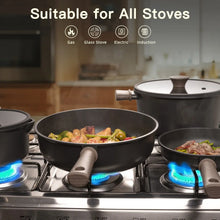 Astercook 18-Piece Pots and Pans Set, Black Titanium Induction Nonstick Cookware Set, Oven Safe to 480°F, Induction Compatible & Dishwasher Safe, Kitchen Cooking Set for RV Trips, Camping and Picnic