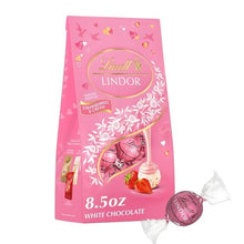 Lindt LINDOR Valentine's Day Strawberries and Cream White Chocolate Candy Truffles, 8.5 oz. Bag