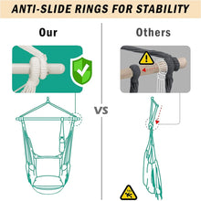 Hamaca grande con columpio, columpio colgante de cuerda relajante con barra de soporte de metal desmontable y dos cojines de asiento, hamaca de algodón para patio, dormitorio, porche, interior y exterior. 