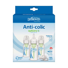 Dr. Brown’s Natural Flow Anti-Colic Options+ Narrow Baby Bottle, 4oz, Slow Flow, 0m+, 3 Pack