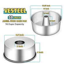 Vesteel 10 inch Angel Food Cake Pan, Stainless Steel Pound Cake Mold with Tube 16 Cups Tube Pan, Non-toxic & One-Piece Design - Brands For Less USA