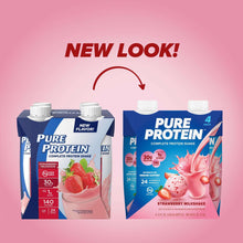 Pure Protein Shake, Strawberry Milkshake, 30g Protein, 11 fl oz, 4 Count