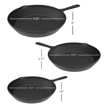 Home-Complete Set of 3 Cast Iron Skillet Set, Pre-Seasoned Oven-Safe Non-stick Frying Pans - 10”, 8”, 6” (Black) - Brands For Less USA
