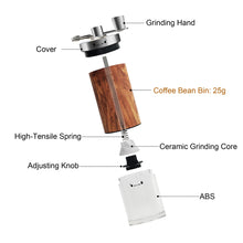 AGCAN Manual Coffee Grinder Portable Coffee Bean Mill Grinders with Ceramic Burr, 304 Stainless Steel Hand Crank - Fine Coarse Adjustable - for Outdoor, Travel, Espresso