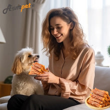 ASMPET Golosinas de batata para perros, cecina de pollo natural y masticables de batata para todo tipo de perros, 15 unidades 