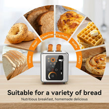WHALL 2 Slice Toaster, Touchscreen Toasters with Stainless Steel, Wide Slots, Bagel, Defrost, 850W
