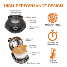 COOK WITH COLOR Pizza Oven, Electric Indoor Pizza Maker, Countertop Pizza Cooker, Black