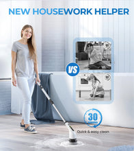 BIMZUC Electric Spin Scrubber, Cordless Cleaning Brush, 7 Replaceable Heads, Extendable Handle, White - Brands For Less USA