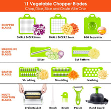 Vegetable Chopper, Pro Onion Chopper, 14 in 1Multifunctional Food Chopper, Kitchen Vegetable Slicer Dicer Cutter,Veggie Chopper With 8 Blades,Carrot Chopper With Container-kitchen essentials(Grey)