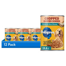(12 pack) Pedigree Chopped Ground Dinner Chicken & Rice Dinner Adult Soft Wet Dog Food, (12) 13.2 oz Cans - Brands For Less USA