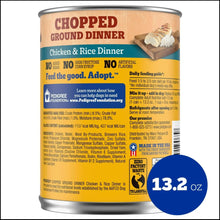 (12 pack) Pedigree Chopped Ground Dinner Chicken & Rice Dinner Adult Soft Wet Dog Food, (12) 13.2 oz Cans - Brands For Less USA