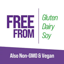 Free from gluten dairy soy non-GMO and vegan label on Culturelle probiotic gummies with prebiotics