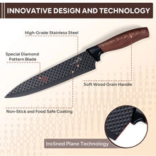 Vesteel Kitchen Knife Set of 7, Professional Stainless Steel Knives Set for Kitchen with Universal Knife Block - Khaki