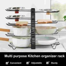 8-Tier Pots And Pans Organizer Holder Metal Kitchen Cabinet Organization Storage