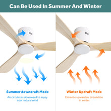 Ventilador de techo moderno Sofucor de 52 pulgadas con aspas de madera y montaje empotrado 