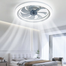 LISUNAR Ceiling Fans with Lights and Remote,20" Low Profile Ceiling Fan with Light,Dimmable LED Smart Ceiling Fan,Modern Flush Mount Fan Light,Bladeless Ceiling Fans for Bedroom,Living Room-White