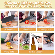 Joyfair Kitchen Knife Set, 7 Pcs Stainless Steel White Knives Block Set for Chef, Super Sharp Professional Knife Set with Universal Knife Block for Home Restaurant, Non-Stick & Anti-Rust