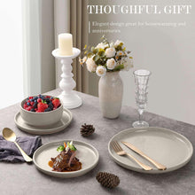 Vesteel 12-Piece Dinnerware set, Ceramic Plates and Bowls set for 4, Speckled Stoneware Dishes Set for Family, Microwave & Dishwasher Safe - Cappuccino Brown - Brands For Less USA