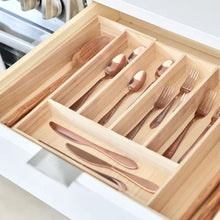 Idesign Renewable Paulownia Wood Collection Expandable Flatware and Cutlery Tray, 15" X 12" to 22"