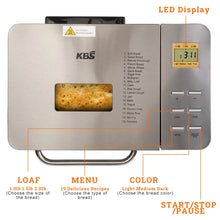 Máquina para hacer pan KBS 19 en 1 de 2 lb, totalmente automática, con pantalla LCD, de acero inoxidable, modelo n.° 013 