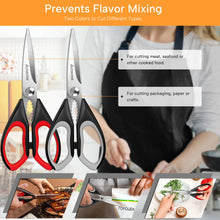 Tijeras de cocina Astercook (2 unidades), resistentes, con hoja dentada y mango ergonómico, aptas para aves, hierbas y verduras. Aptas para lavavajillas.