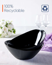 LaGlint 66 OZ Large Salad Bowl Set of 2, Opal Glass 10 inch Lightweight Serving Dishes for Salad, Fruit, Kitchen Microwave & Dishwasher Safe, Oval Shape Black