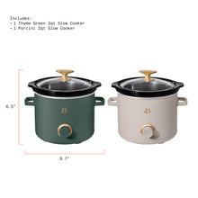 Beautiful 2 Qt Manual Slow Cooker, 2-Pack, Thyme Green + Porcini Taupe by Drew Barrymore