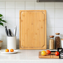 Empune Extra Large Bamboo Cutting Board, 19.9" Wooden Chopping Board for Kitchen with Juice Groove and Built-in Handles