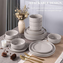 Vesteel 18-Piece Dinnerware Set, Ceramic Plates and Bowls Set for 6, Speckled Stoneware Dishes Set for Family, Microwave & Dishwasher Safe - Cappuccino Brown - Brands For Less USA