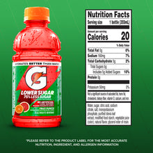 Gatorade Lower Sugar, No Artificials Fruit Punch Flavored Electrolyte Sports Drink, 12 fl oz Bottle, (12 pack), 75% Less Sugar, Hydration