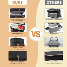 Insulated Lunch Bag for Women/Men, 17L Expandable Double Deck Lunch Cooler Box, Lightweight Leakproof Lunch Tote Bag W/ Side Tissue Pocket&Adjustable Shoulder Strap, Suit for Work,Picnic,Black - Brands For Less USA