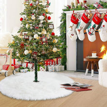 Christmas Tree Skirt 30 Inches Faux Fur White Christmas Tree Skirt for Christmas Tree Decorations Large Plush Tree Skirts Xmas Ornaments Decorations, White