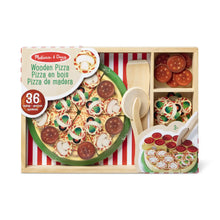 Melissa & Doug Wooden Pizza Party Play Food Set with 36 Toppings for Toddlers Age 3+