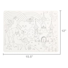 Pen+Gear Washable Fairytale Coloring Placemat Kit with 4 Crayons, Black and White