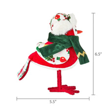 Fabric Bird with Scarf and Hat Christmas Tabletop Decoration, Red/White/Green, 7", by Holiday Time