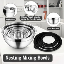 Vesteel Mixing Bowls with Lids Set of 8, Stainless Steel Prep Bowls with Upgraded Airtight Visible Lid, Metal Nesting Bowl Attach with 3 Graters for Kitchen Grating/ Shredding / Mixing