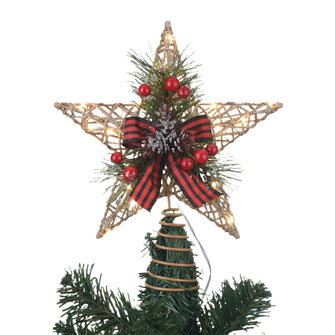 Gold Star Battery Operated LED Christmas Tree Topper, 10", Holiday Time